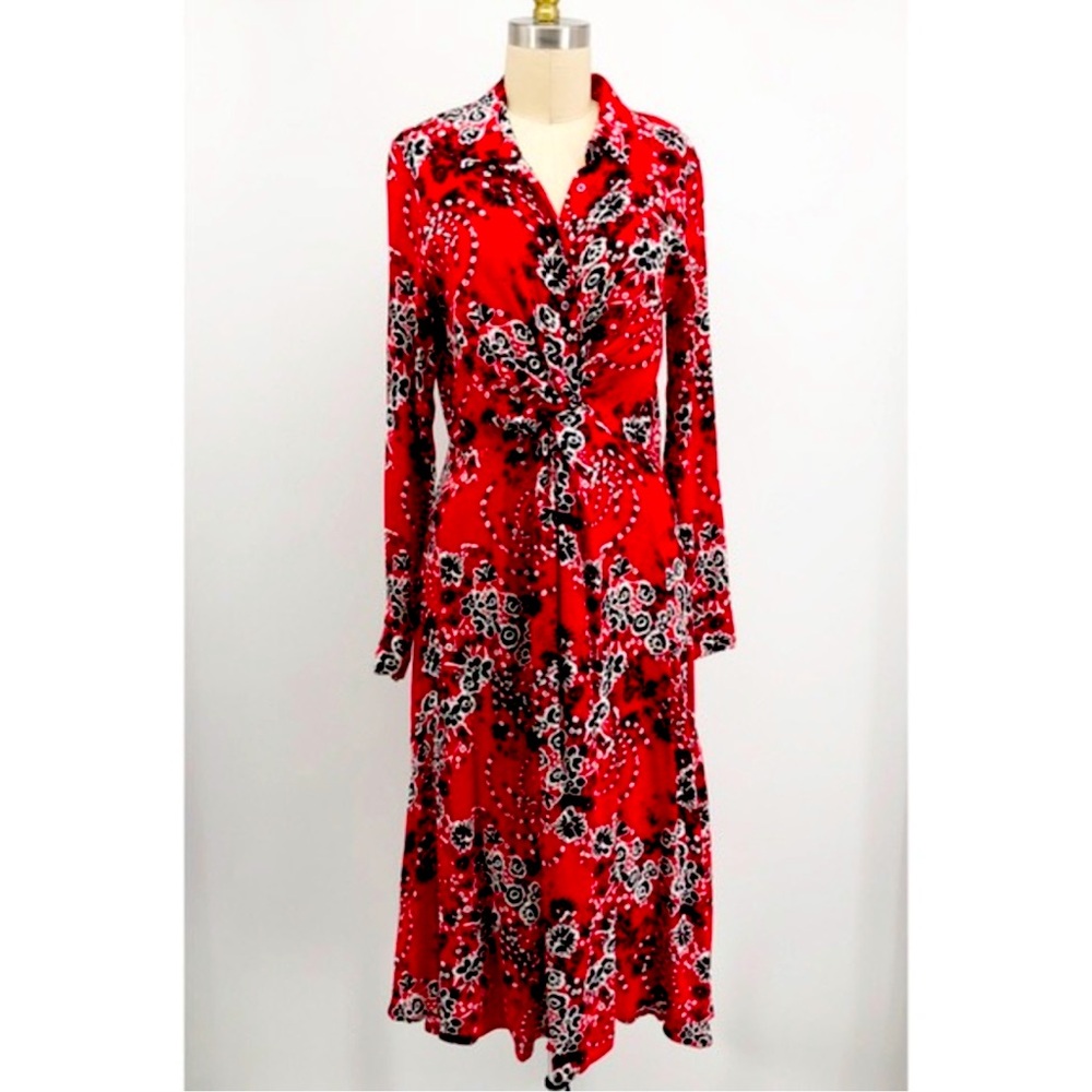 Free People, midi, red and black shirt dress